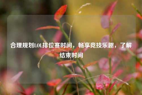 合理规划LOL排位赛时间，畅享竞技乐趣，了解结束时间
