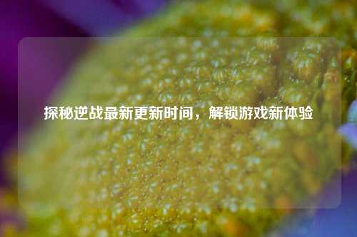 探秘逆战最新更新时间，解锁游戏新体验