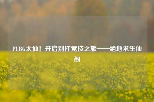 PUBG太仙！开启别样竞技之旅——绝地求生仙阁